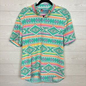 CHUBBIES SOUTHWESTERN AZTEC SHORT SLEEVE PERFORMANCE POLO PULLOVER MEDIUM